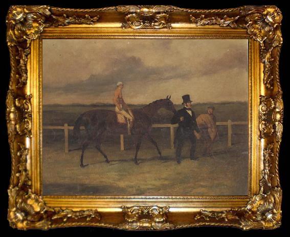 framed  Harry Hall Mr J B Morris Leading his Racehorse 